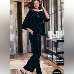 Soft Surroundings Black Velvet Pants Petite Large